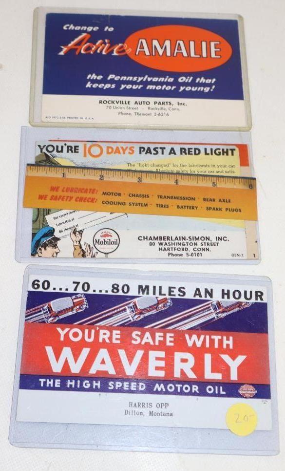 Group of 3 Waverly, Amalie, & Gargoyle Advertising Ink Blotters: Largest is 5.5" x 3.5"