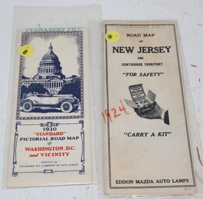 Group of 2 1930's Standard & Edison New Jersey & D.C. Road Maps (1 of 2)