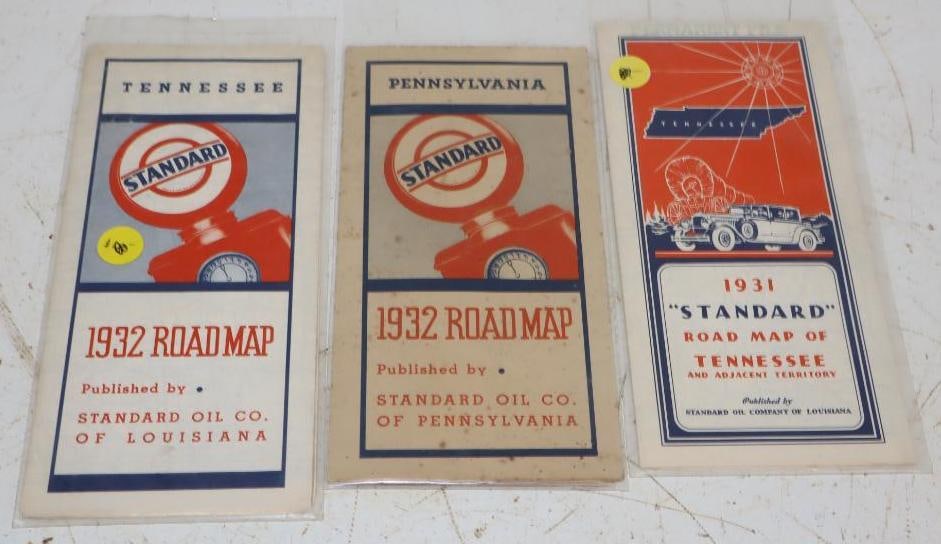 Group of 3 Standard Oil 1931 & 32 Gas Station Road Maps (1 of 4)