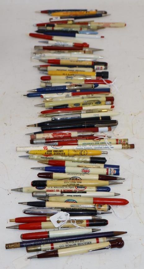 Group of 55 Esso, Humble, AC, and Exxon Advertising Pens and Pencils: largest 6"