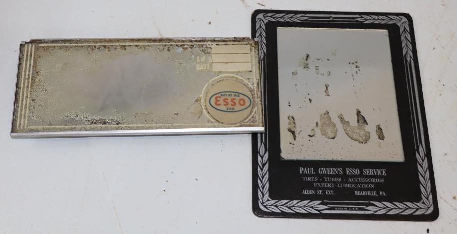 Group of 2 Esso Advertising Oil Change Reminder & Wall Mirrors: Largest is 7.5" x 5.75"