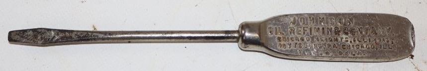 Johnson Oil Refining Advertising Screw Driver: 8" x 1"