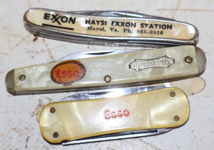 Group of 3 Esso and Exxon Advertising Pocket Knives (1 of 2)