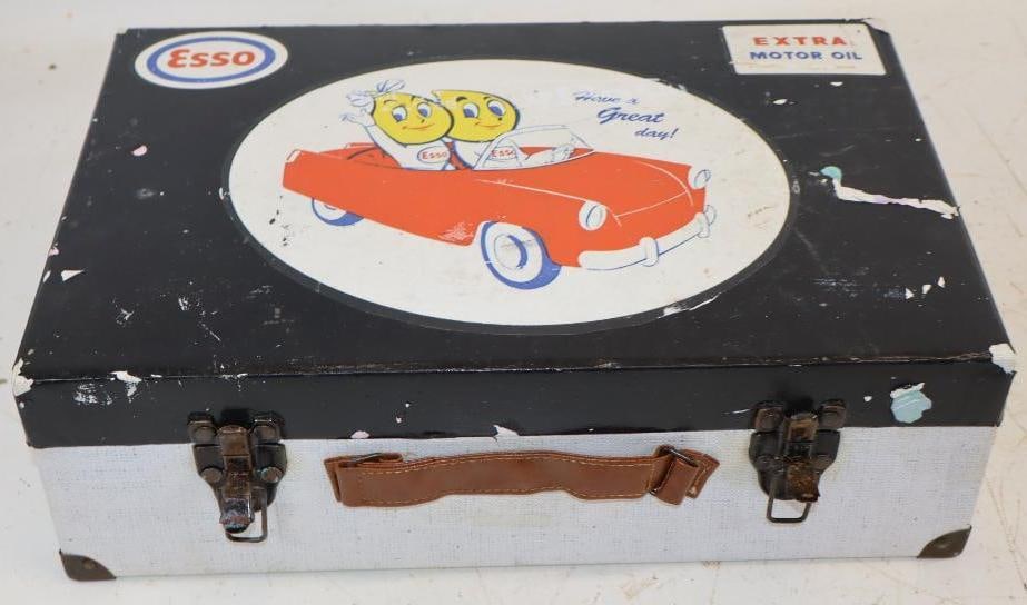 Briefcase Decorated with Esso Decals: 16x12x5
