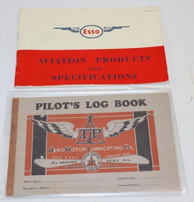 Group of 2 Texas Coal & Oil Company, & Esso Aviation Pilots Log & Product Specification Books (1 of 4)