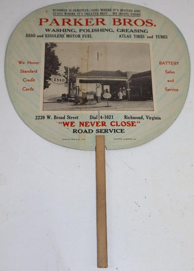 Parker Brothers Esso Gas Station Advertising Hand Fan (1 of 3)