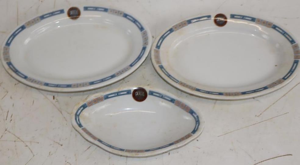 Group of 3 Humble Oil Dixie Products Oval Plates and Bowl: Largest is 10x7 Marked Lamberlon China