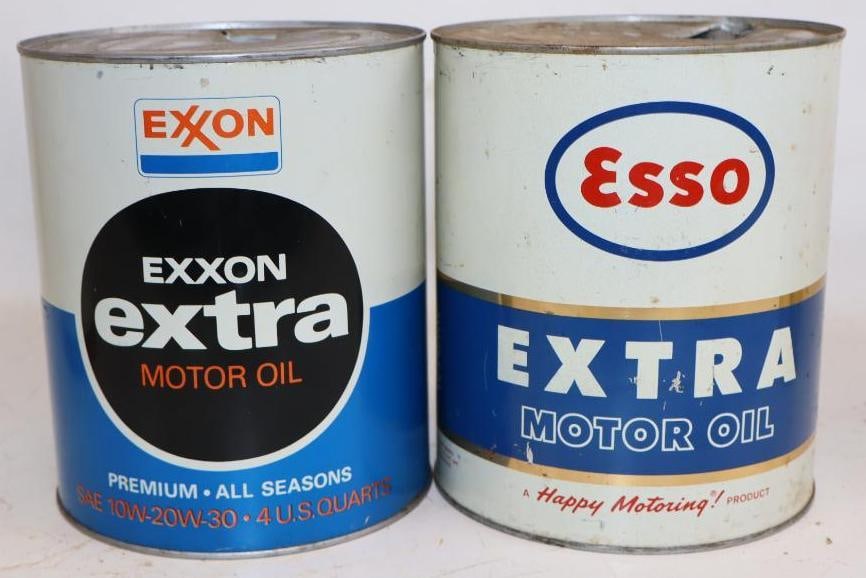 Group of 2 Esso and Exxon Extra 1 Gallon Oil Cans (1 of 2)