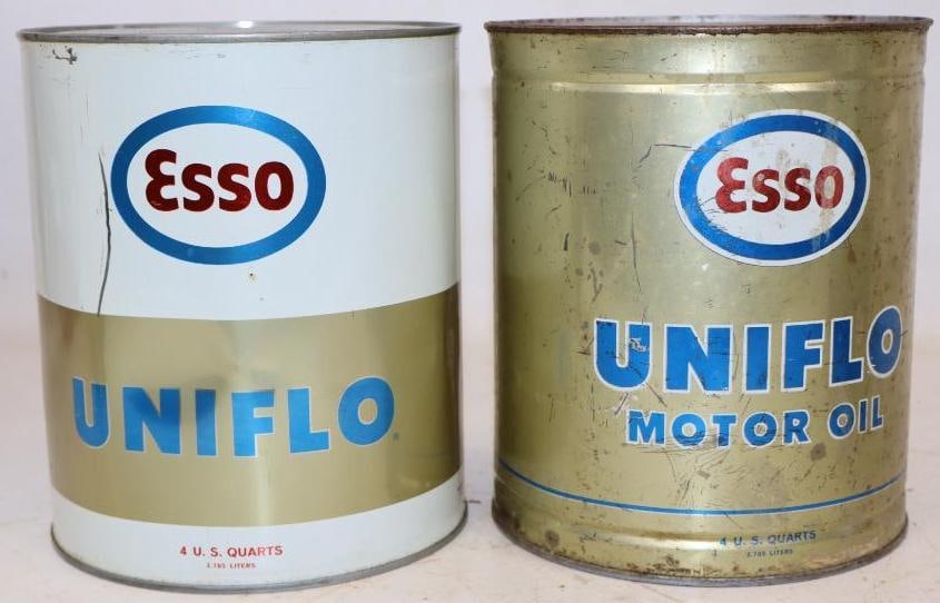 Group of 2 Esso Uniflo 1 Gallon Oil Cans (1 of 2)