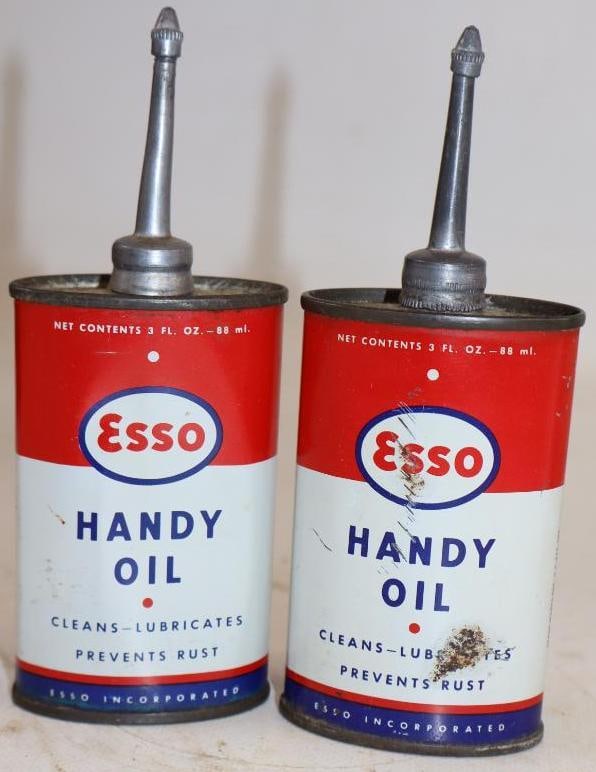 Group of 2 Esso Oval Leadtop Handy Oil Cans: 3oz each