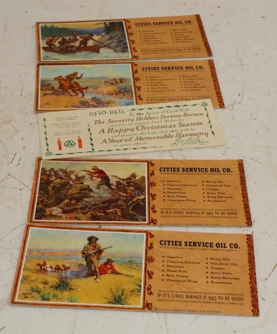 Group of 5 Cities Service Ink Blotters: Largest is 9x4