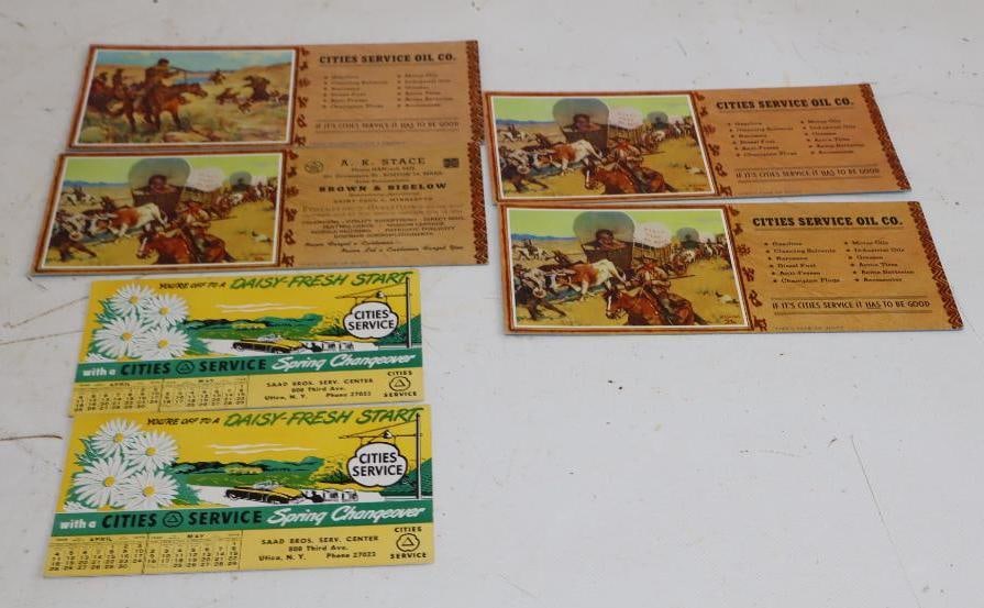 Group of 6 Cities Service Ink Blotters: Largest is 9x4