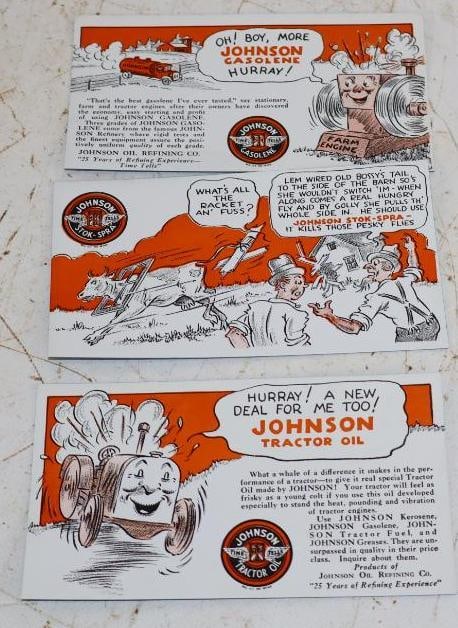 Group of 3 Johnson Gas and Advertising Ink Blotters: 5.75x3.25 Each