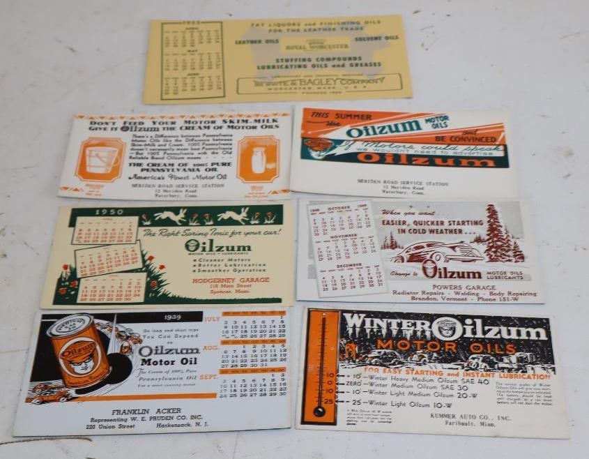 Group of 7 Oilzum Advertising Ink Blotters: 7.75x3.75 Is the Largest