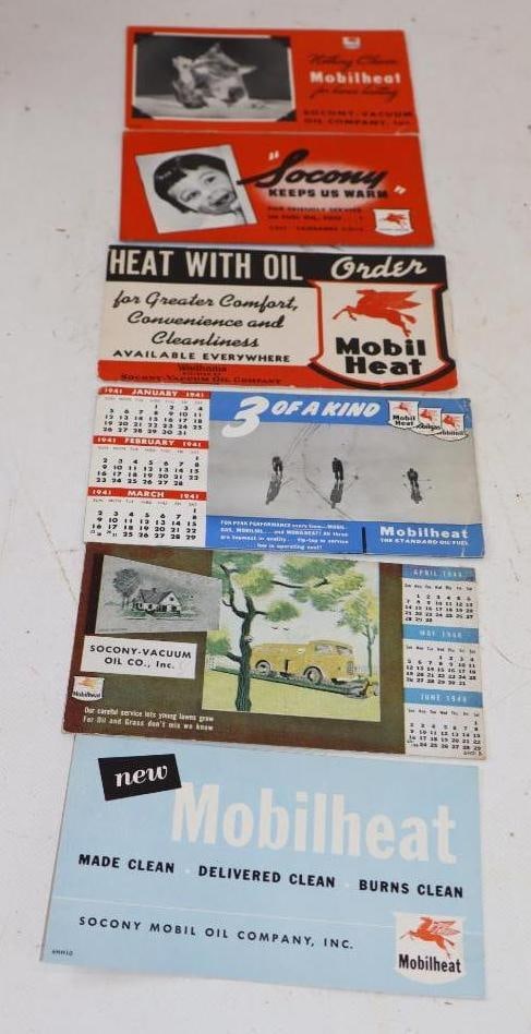 Group of 6 Socony-Vacuum Advertising Ink Blotters: Largest is 6.5x3.5