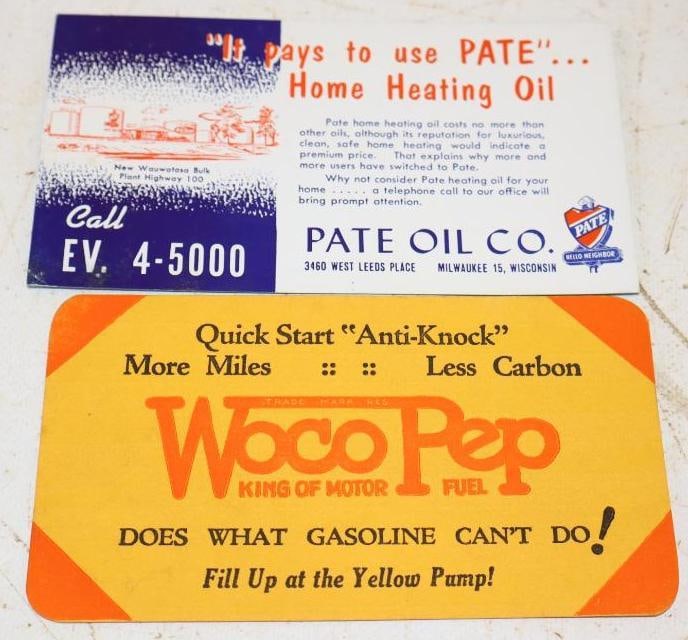 Group of 2 Pate Woco Pep Gas And Oil Advertising Ink Blotters (1 of 2)