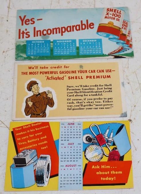 Group of 3 Shell Gas And Oil Advertising Ink Blotters: 6x3.5 Is The Largest