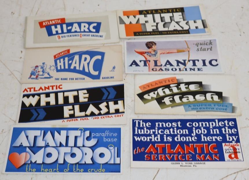 Group of 8 Atlantic Gas and Oil Advertising Ink Blotters: Largest is 6x3