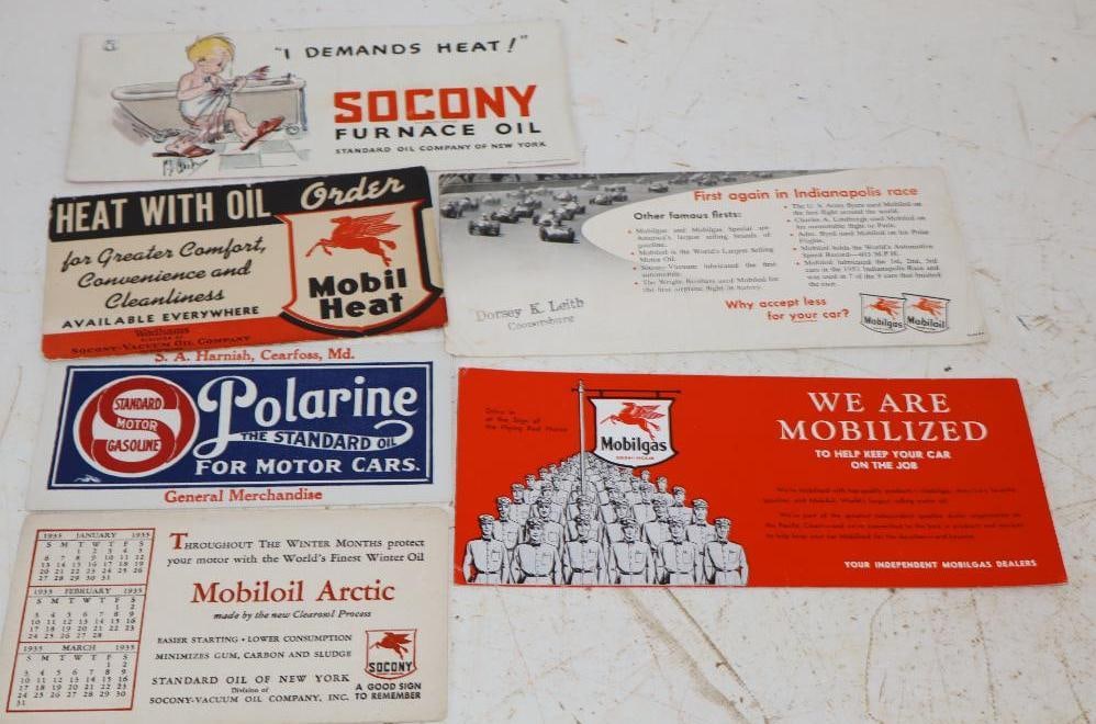Group of 6 Socony and Standard Advertising Ink Blotters: 9x4 Is the Largest
