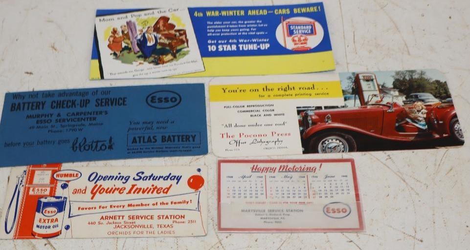 Group of 5 Esso, Humble and Standard Ink Blotters and Post Cards: Largest is 9x3.5
