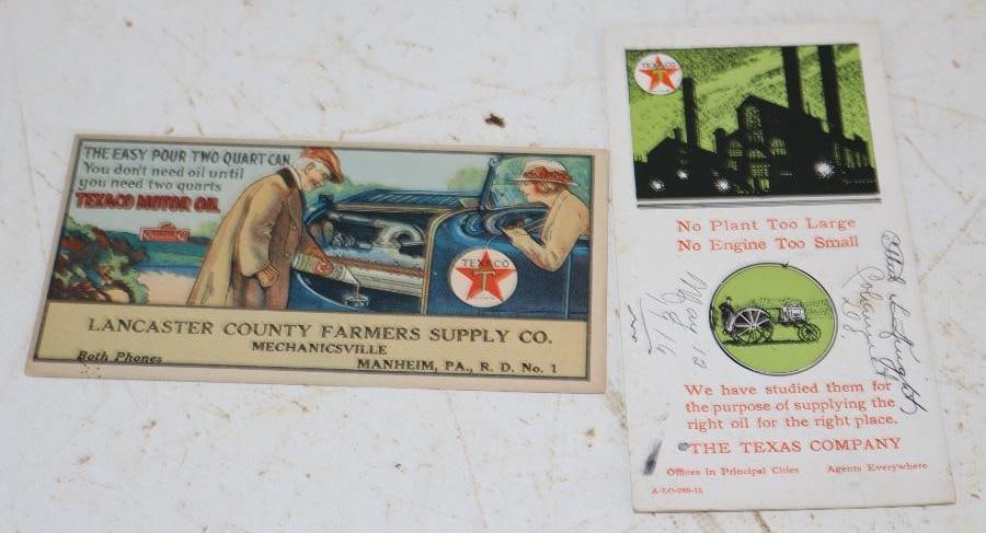 Group of 2 Early Texaco Advertising Ink Blotters: 3.25x6 Each