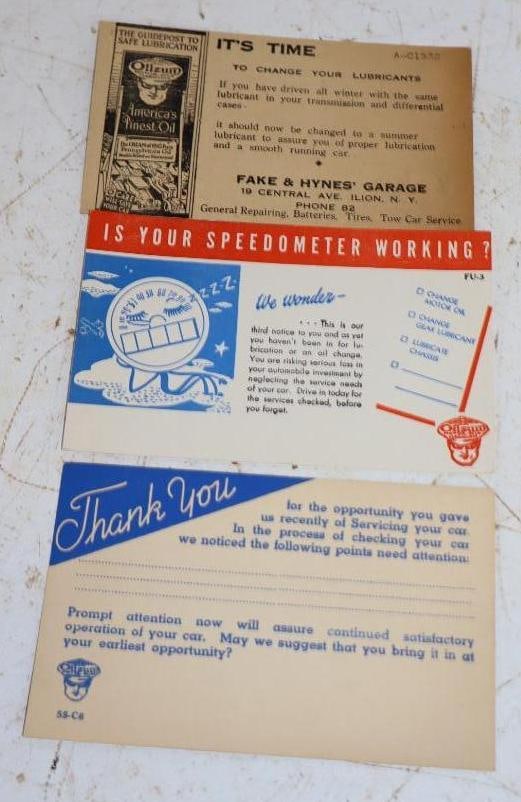 Group of 3 Oilzum Post Cards and Ink Blotters: 5.5x3.5 Is The Largest