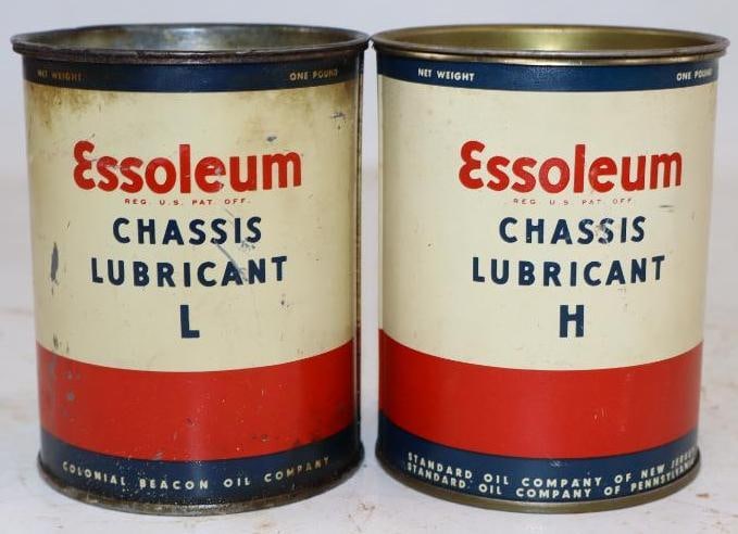 Group of 2 Essoleum Chassis Lubricant H & L 1lb Grease Cans (1 of 2)