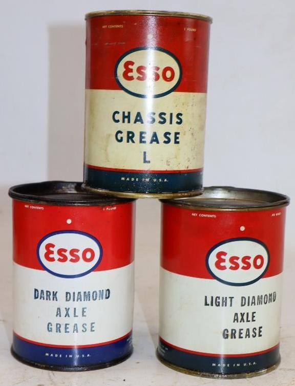 Group of 3 Esso 1lb Grease Cans (1 of 2)