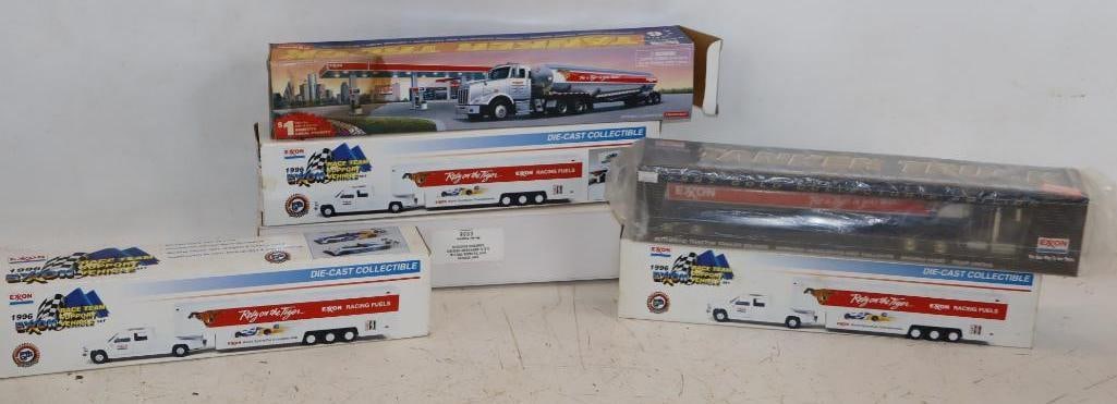 Group of 6 Exxon Gas Station Toy Tanker Trucks In Original Boxes: Largest is 16.5x3.5x3