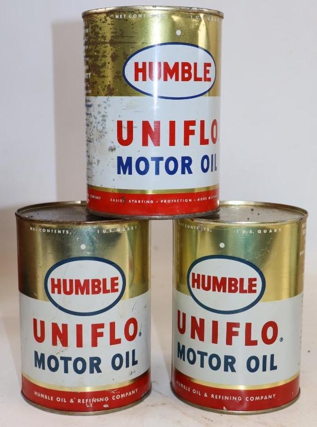 Group of 3 Humble and Uniflow 1 Quart Metal Oil Cans (1 of 2)