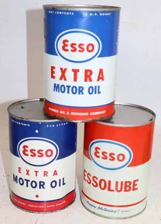Group of 3 Esso 1 Quart Metal Oil Cans (1 of 2)