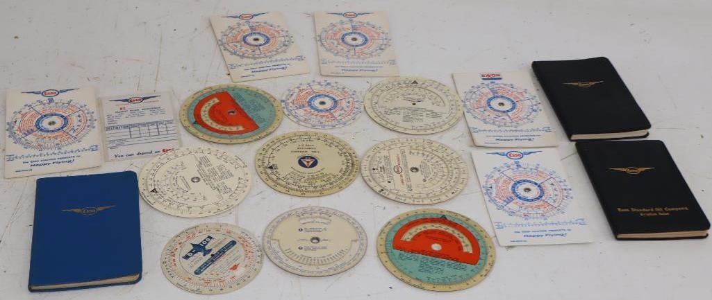 Group of 18 Esso & Enco Aviation Handbooks & Slide Rulers: Largest is 3.75" x 6"