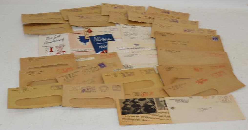 Group of 34 Esso 1930's & 1940's Postmarked Envelopes: largest 10" x 4"