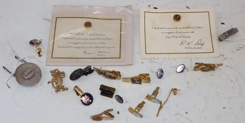 Group of 18 Esso, Enco, & Exxon Advertising Tie Tacks: Largest is 1.5" x 1.5"