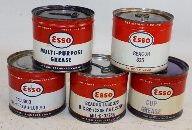 Group of 5 Esso 1lb Grease Cans (1 of 2)