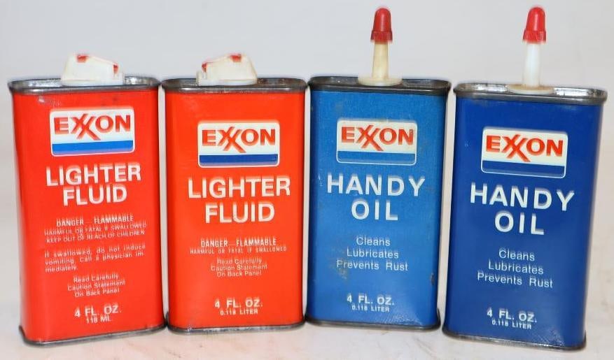 Group of 4 Exxon Handy Oil and Lighter Fluid Cans: 4oz each