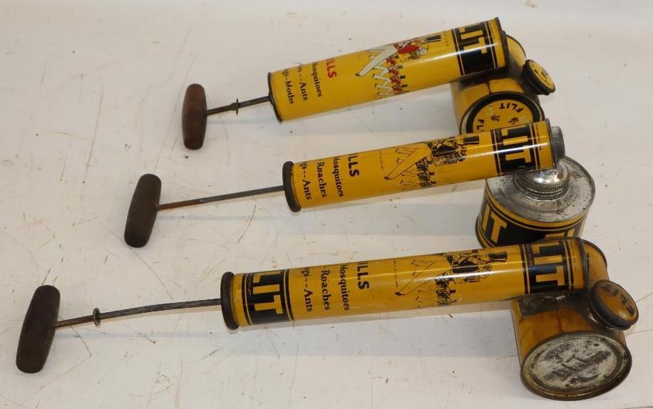 Group of 3 Different Flit Insecticide Sprayers: largest 13" x 3.5" x 4.5"