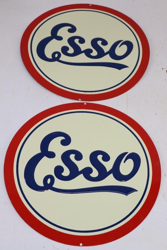 Group of 2 Esso Embossed Painted Metal Reproduction Advertising Signs (1 of 4)