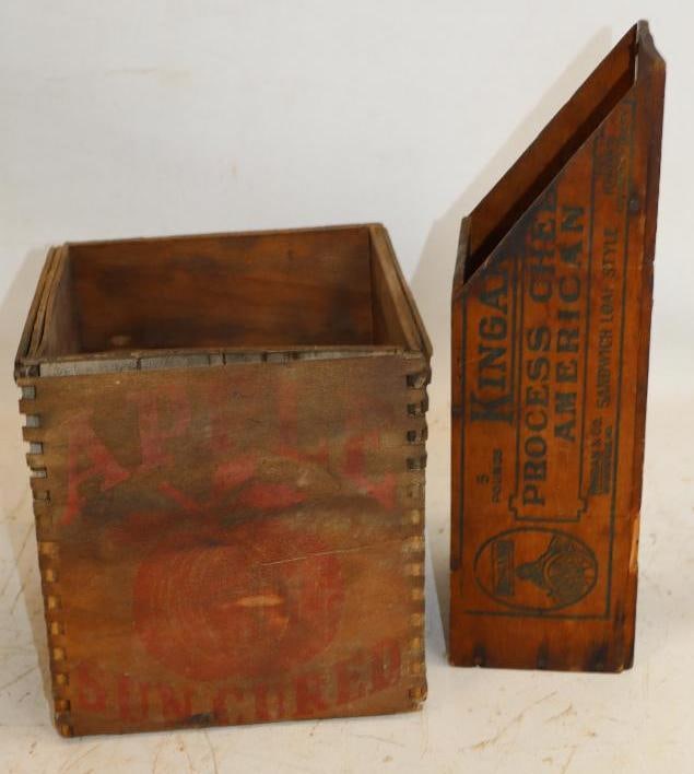 Group of 2 RJ Rendell's Tobacco and Kigan's Proses Cheese Wooden Shipping Boxes: 7x7x8 Largest