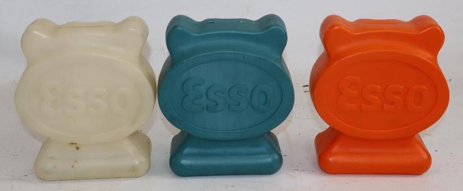Group of 3 Esso Tiger Plastic Toy Banks: 5x5.75x2.5 Each
