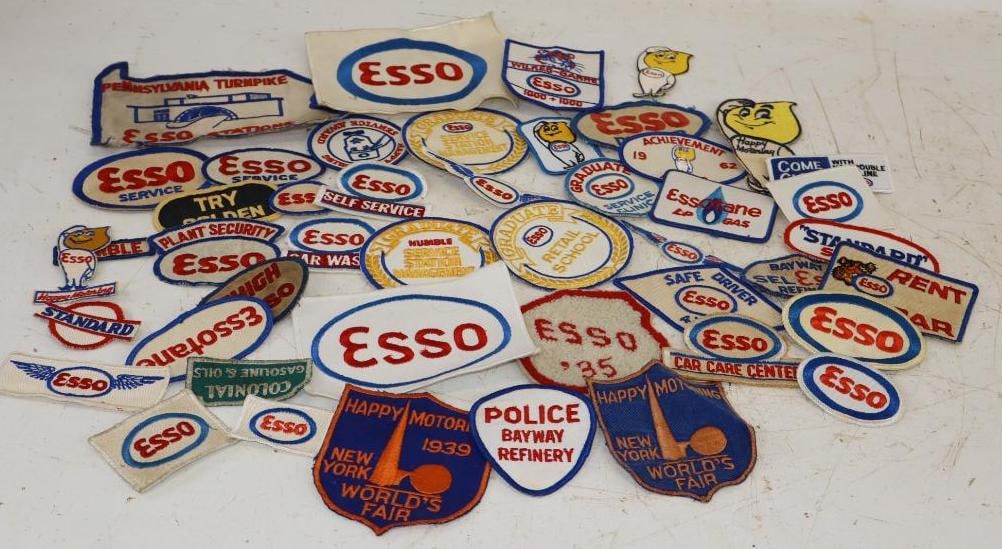 Group of 46 Esso and Humble Gas Station Coat Patches: Largest is 6.5x5