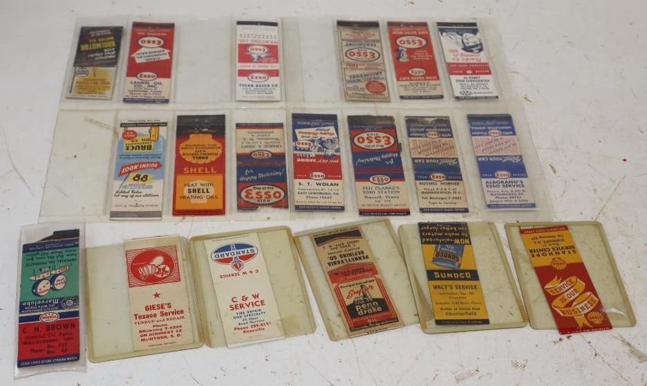 Group of 19 Esso, Shell, Texaco, Sunoco and Penn Drake Advertising Match Books (1 of 6)