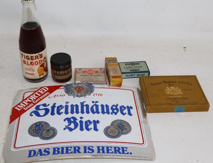 Group of 7 Phillip Morris, Tigers Blood Beverage Steinhauser Bier Advertising Sign and Other (1 of 6)
