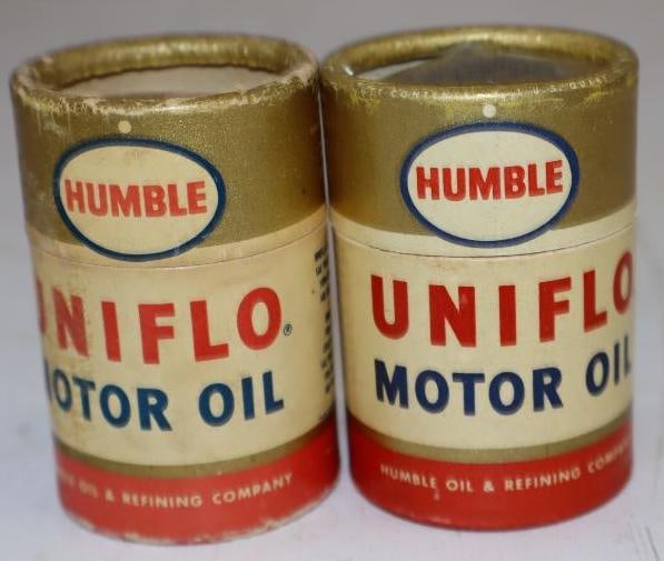 Group of 2 Humble Uniflo Oil Can Shaped Match Holders: 1.5x1.5x2.25 Each