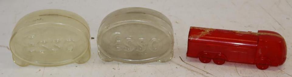 Group of 3 Esso Embossed Plastic Coin Banks: Largest is 5.25x3.75x2.25