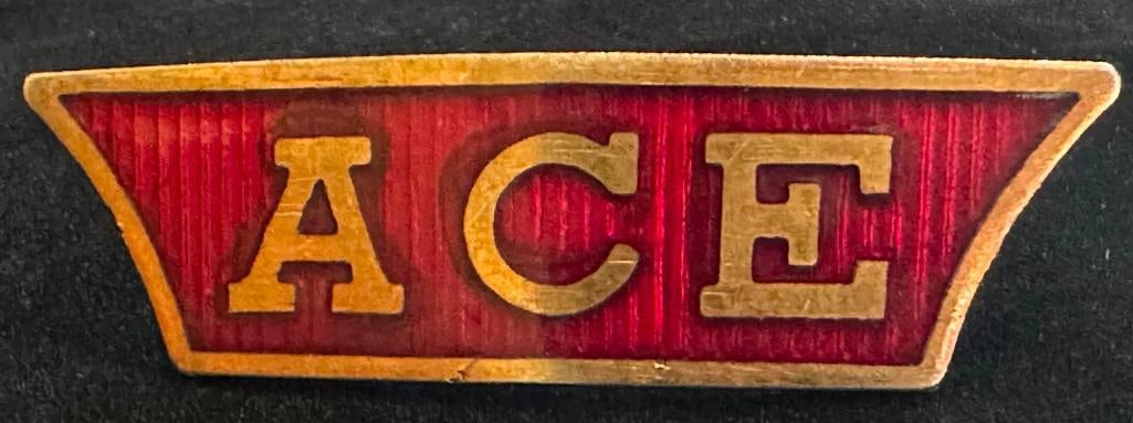 ACE Radiator Emblem: ACE radiator emblem. It measures approximately 2.25" wide by .6" high.