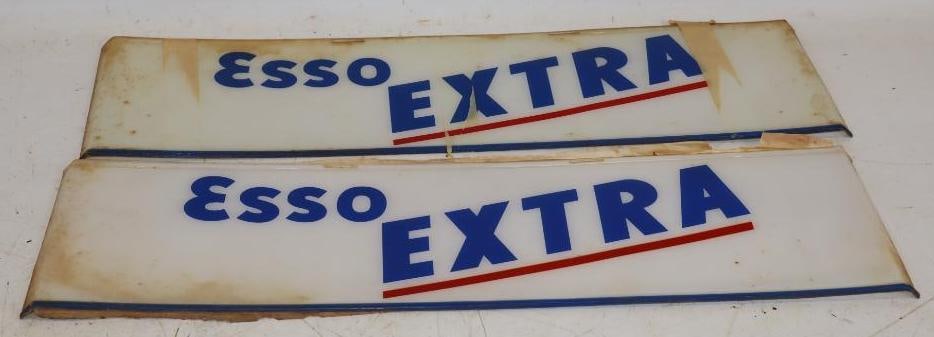 Group of 2 Esso Extra Plastic Gas Pump Panel Signs: 22.25" x 6.5" each