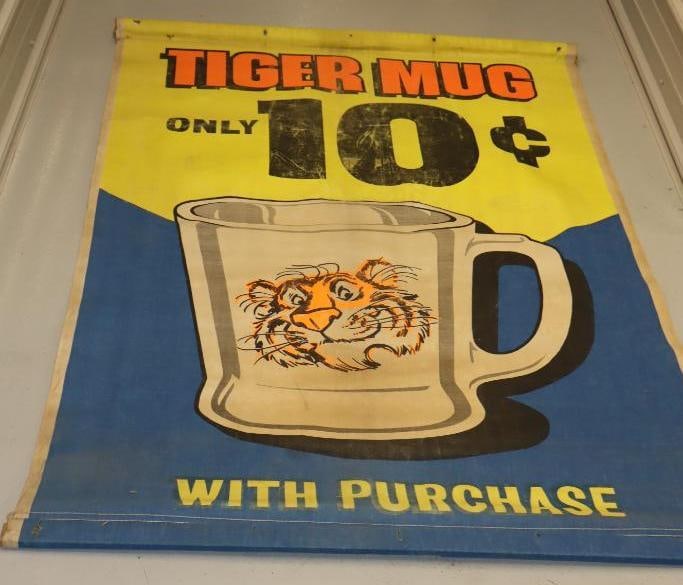 Esso Tiger Mug Only 10 Cents with Purchase Advertising Gas Station Canvas Banner (1 of 5)