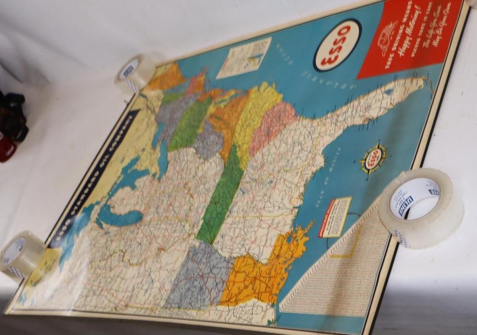 Esso Happy Motoring Gas Station Mileage Map Poster: 39.5" x 32"