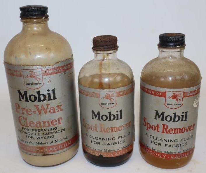 Group of 2 Socony Vacuum Mobil Prewax Cleaner and Spot Remover Pint and Half Pint Bottle with Paper (1 of 2)